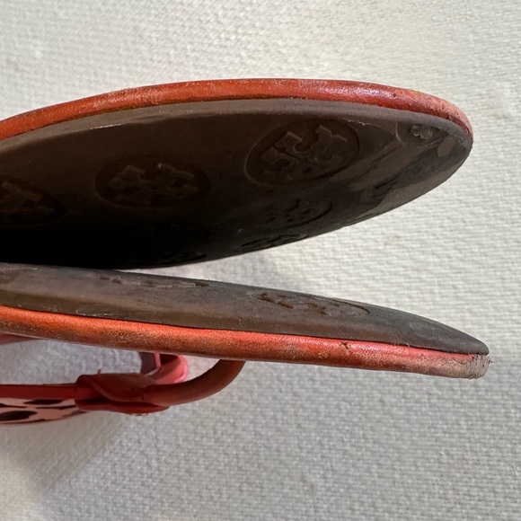 Tory Burch Miller Sandals in Orange Leather Size 9 USED - Picture 10 of 16